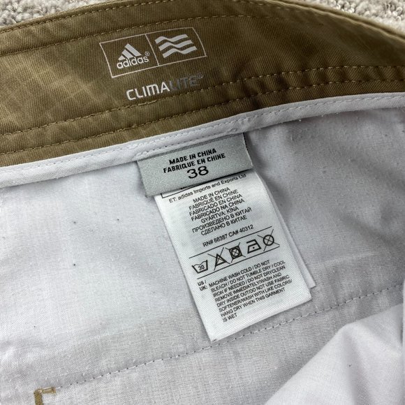 Adidas CLIMALITE Shorts Men 38 Brown Checkered Chino Short Pants Polyester Sport - Picture 5 of 15